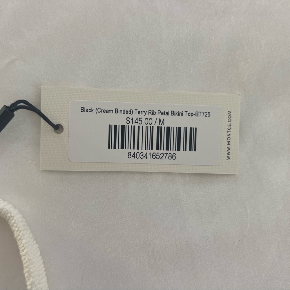 NWT Olivia Culpo x Montce Black Cream Binded Terry Rib Petal Top + Paula Bottom - Picture 6 of 8